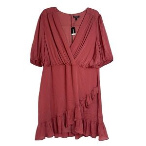 Express Ruffle Faux Wrap Dress Mauve Pink NWT